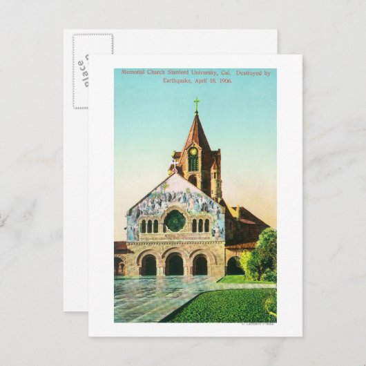 Carte Postale Vue extérieure de l'église Memorial à Stanford U (Devant / Derrière)