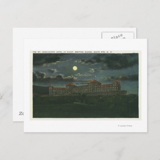Carte Postale Vue extérieure de l'hôtel Mt Washington à la nuit (Devant / Derrière)