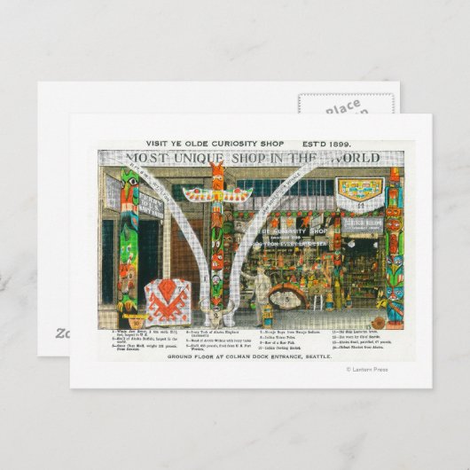 Carte Postale Vue extérieure de Ye Olde Curio Shop, Baleine (Devant / Derrière)