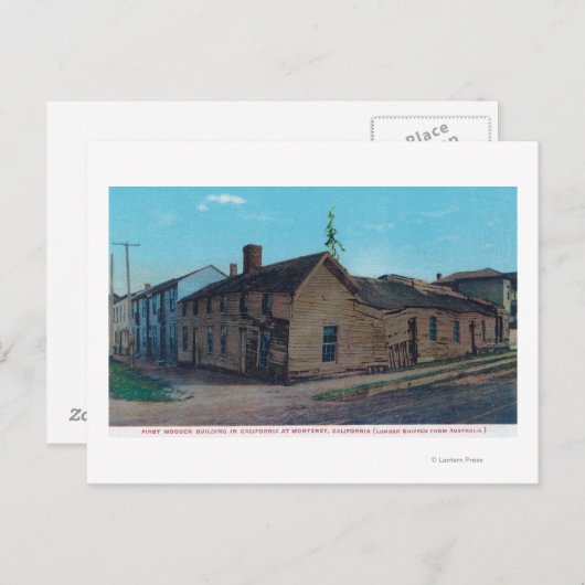 Carte Postale Vue extérieure du 1er Bldg en bois en Californie (Devant / Derrière)