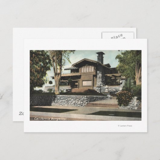 Carte Postale Vue extérieure d'un bungalow californien (Devant / Derrière)