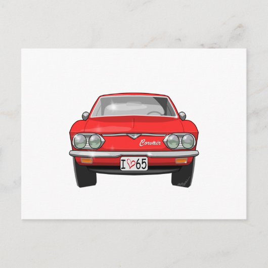 Carte Postale Vue frontale Chevrolet Corvair 1965 (Devant)