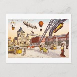 Carte Postale Vue futuriste vintage de Copley Carré, Boston