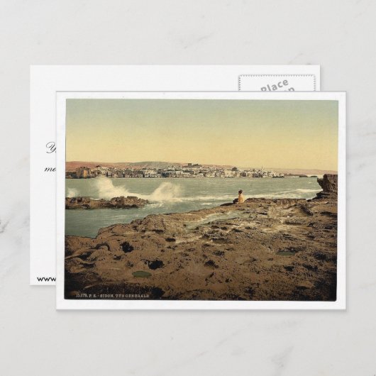 Carte Postale Vue générale, Sidon, Terre Sainte, (c.-à-d. Liban) (Devant / Derrière)