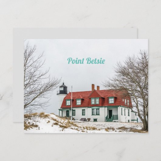 Carte Postale Vue hivernale du phare de Point Betsie (Devant / Derrière)