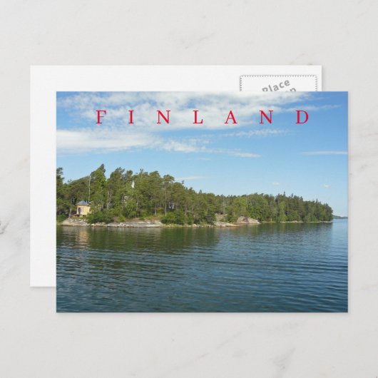 Carte postale vue île finlandaise (Devant / Derrière)