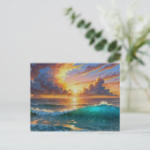 Carte Postale Vue imprenable Sunrise Sunrise Ocean Waves Beach V (Debout devant)