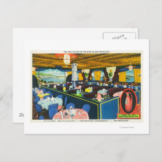 Carte Postale Vue intérieure du restaurant Riviera (Devant / Derrière)