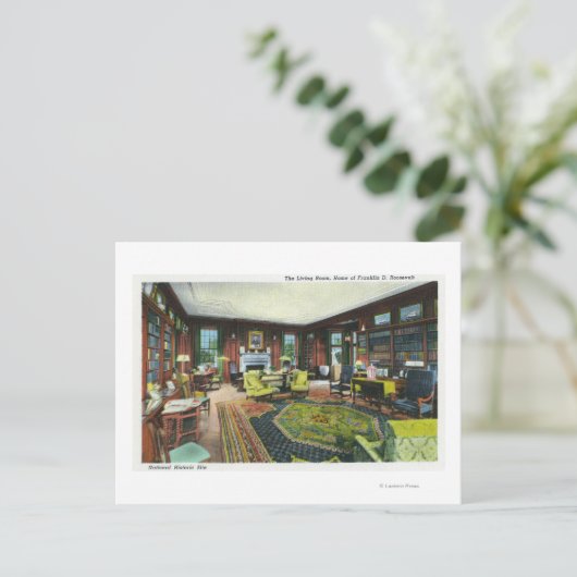 Carte Postale Vue intérieure du salon de FDR (Debout devant)
