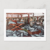 Carte Postale Vue intérieure d'une cannerie Saumon (Devant)