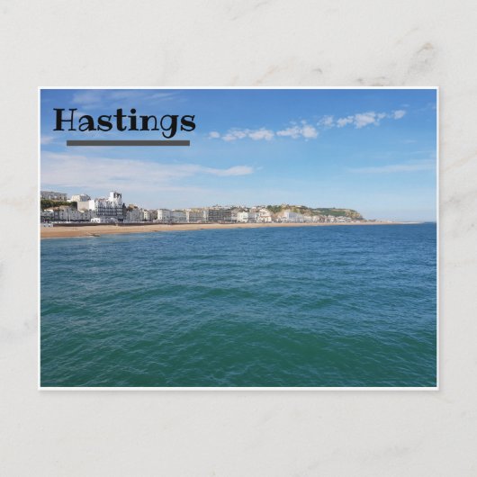 Carte Postale Vue le long de la plage d'Hastings (Devant)