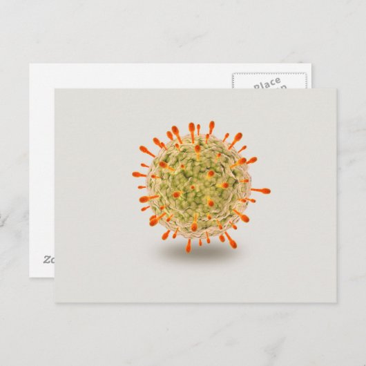 Carte Postale Vue Microscopique Du Virus Herpès 2 (Devant / Derrière)