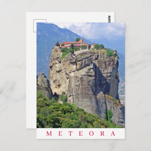 Carte postale vue monastère de Meteora (Devant / Derrière)