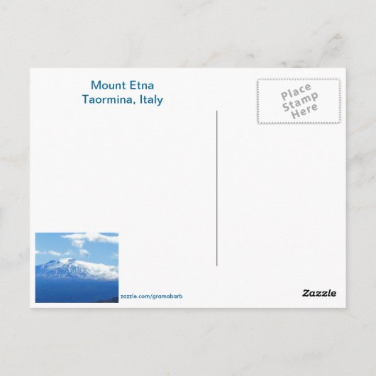 Carte postale Vue Mont Etna (Dos)