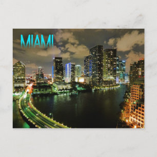 Carte Postale Vue nocturne de Brickell Skyline à Miami, Floride