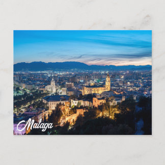 Carte Postale Vue nocturne de la cathédrale de Malaga à Malaga,