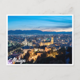 Carte Postale Vue nocturne de la cathédrale de Malaga à Malaga, 
