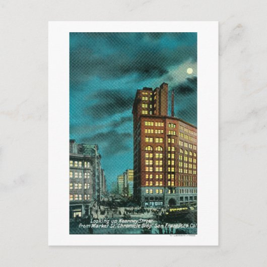 Carte Postale Vue nocturne de la rue Kearney à la rue Chronicle (Devant)