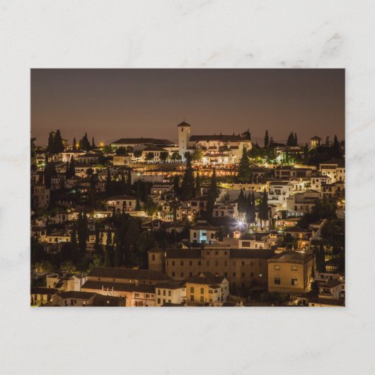 Carte postale Vue nocturne de l'Alhambra de Granad (Devant)