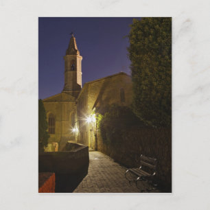 Carte Postale Vue nocturne de l'église au crépuscule, Pienza, It