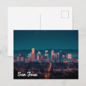 Carte Postale Vue nocturne de l'horizon de San Jose (Devant / Derrière)