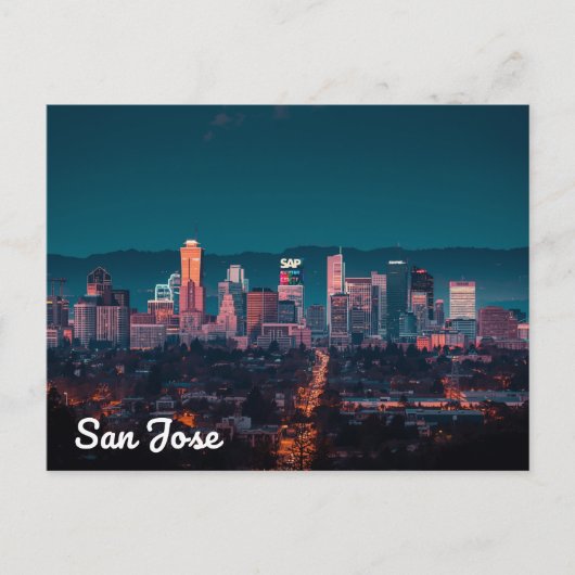 Carte Postale Vue nocturne de l'horizon de San Jose (Devant)
