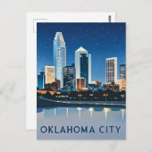 Carte Postale Vue nocturne de Oklahoma City (Devant / Derrière)