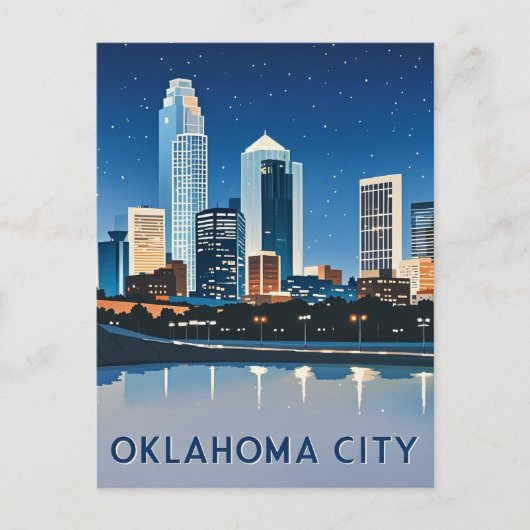 Carte Postale Vue nocturne de Oklahoma City (Devant)