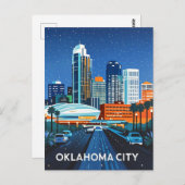 Carte Postale Vue nocturne de Oklahoma City (Devant / Derrière)