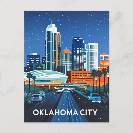 Carte Postale Vue nocturne de Oklahoma City (Devant)