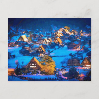 Carte Postale Vue nocturne de Shirakawa-go