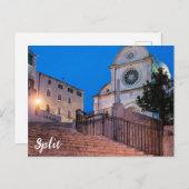 Carte Postale Vue nocturne des escaliers et de l'église à Split, (Devant / Derrière)