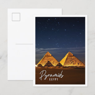 Carte Postale Vue nocturne des Pyramides de Gizeh Egypte