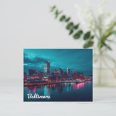 Carte Postale Vue nocturne du Inner Harbor de Baltimore (Debout devant)