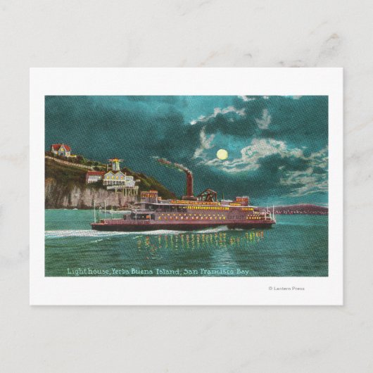 Carte Postale Vue nocturne du phare de Yerba Buena Island (Devant)