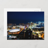 Carte Postale Vue nocturne en Malaga, Espagne (Devant / Derrière)