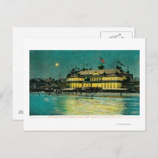 Carte Postale Vue nocturne extérieure du Neptune Casino & (Devant / Derrière)