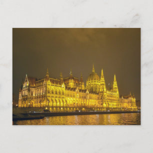 Carte Postale Vue nocturne, Parlement hongrois, Budapest Hongrie
