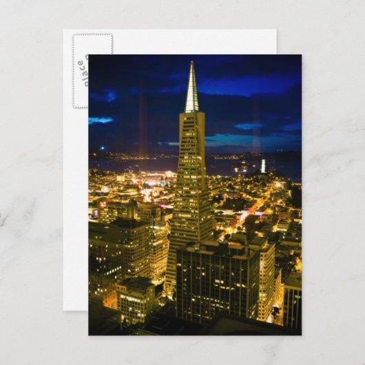 Carte Postale Vue nocturne sur San Francisco. (Devant / Derrière)