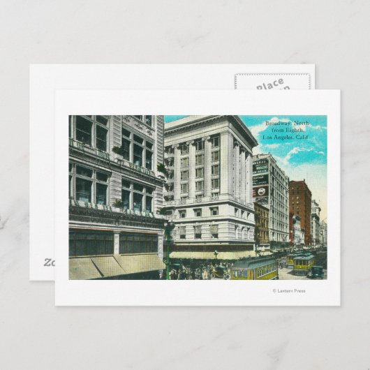Carte Postale Vue nord de Broadway à partir de la huitième (Devant / Derrière)