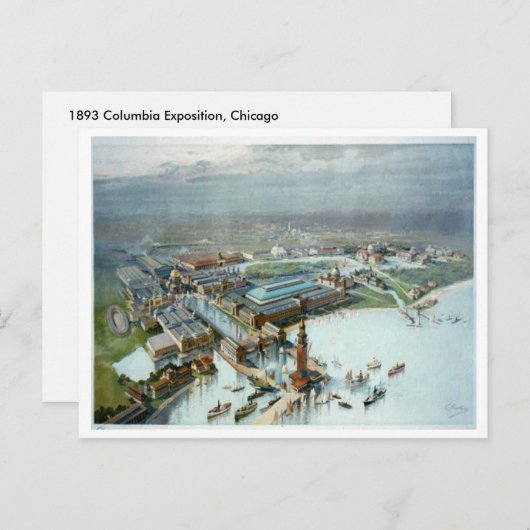Carte Postale Vue Oiseaux De L'Exposition Columbia De 1893 (Devant / Derrière)