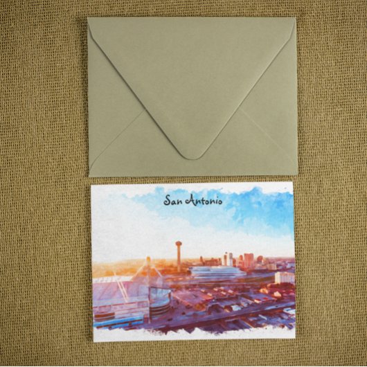 Carte Postale Vue panoramique colorée San Antonio Texas