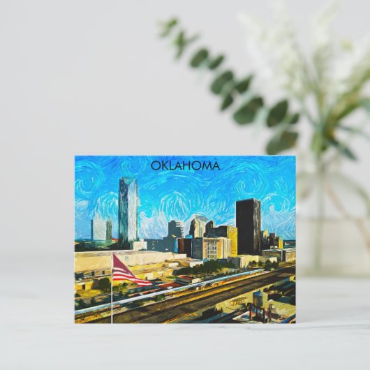 Carte Postale Vue panoramique couleur Oklahoma City Skyline (Debout devant)