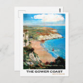 Carte Postale Vue panoramique de la côte de Gower, Galles du Sud (Devant / Derrière)
