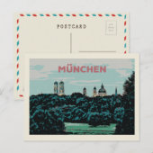 Carte Postale Vue panoramique de Munich depuis la campagne (Devant / Derrière)