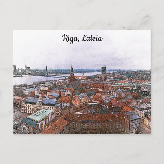 Carte Postale Vue panoramique de Riga, Lettonie (Devant)
