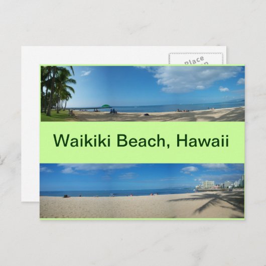 Carte Postale Vue panoramique de Waikiki Beach Hawaii (Devant / Derrière)