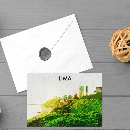 Carte Postale Vue panoramique Lima Pérou aquarelle