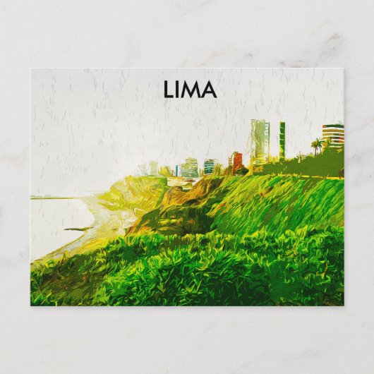 Carte Postale Vue panoramique Lima Pérou aquarelle (Devant)