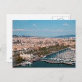 Carte Postale Vue panoramique sur Port Vell à Barcelone, Espagne (Devant / Derrière)